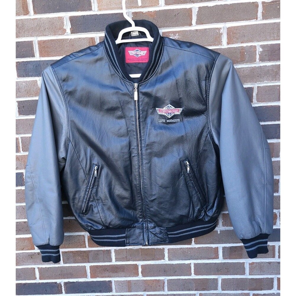 NSMC National Street Machine Club Life Member Mens Leather Bomber Jacket Sz XL